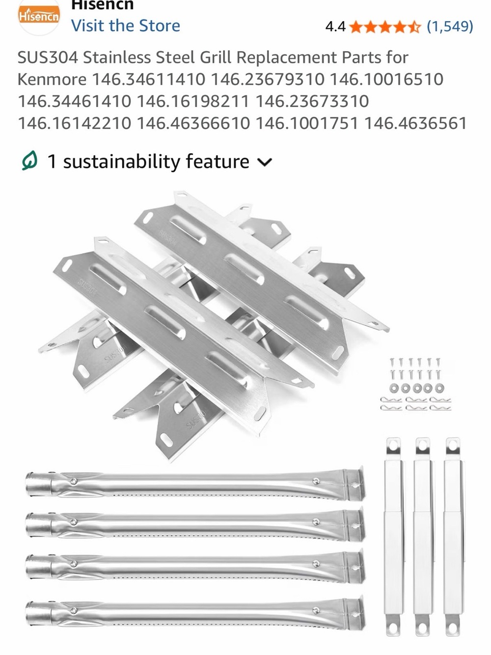 Stainless Steel Grill Burner & Support Kit - Silver